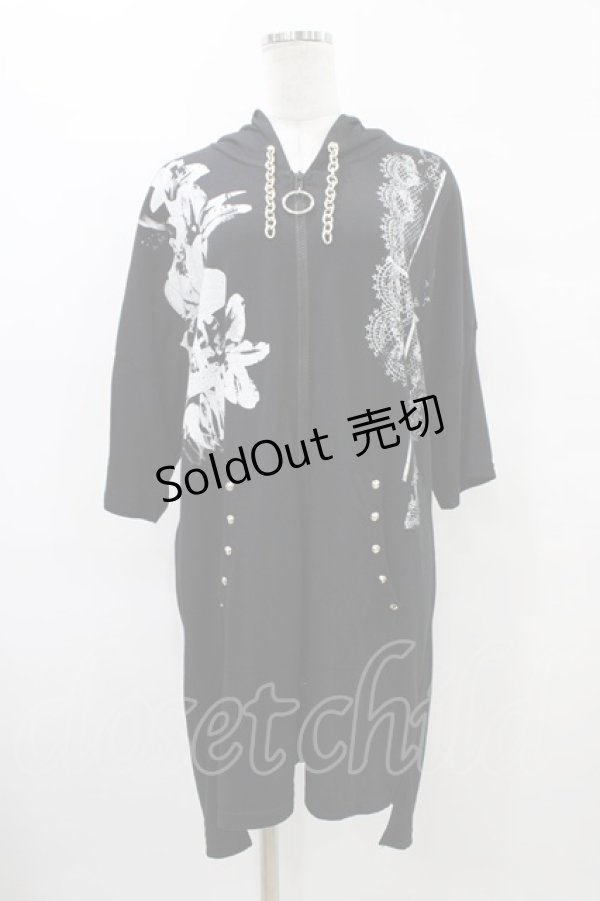 画像1: 【SALE】SEX POT ReVeNGe / プリント半袖ロングZIPパーカー  黒 H-25-09-24-1061-SP-TO-KB-ZT495 (1)