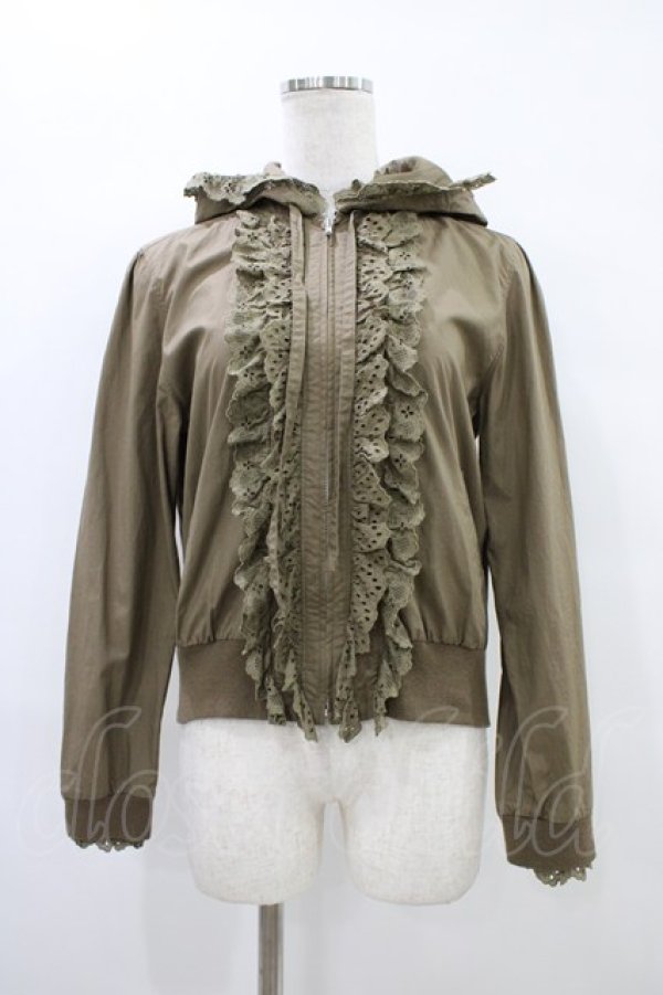 画像1: Jane Marple / コットンレースのフードブルゾン  カーキ H-25-09-24-1037-JM-JA-KB-ZH (1)