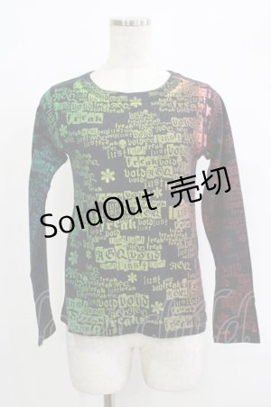 画像: ALGONQUINS / グラデーションプリントロングスリーブカットソー  黒 H-25-09-24-053-AL-TO-KB-ZH
