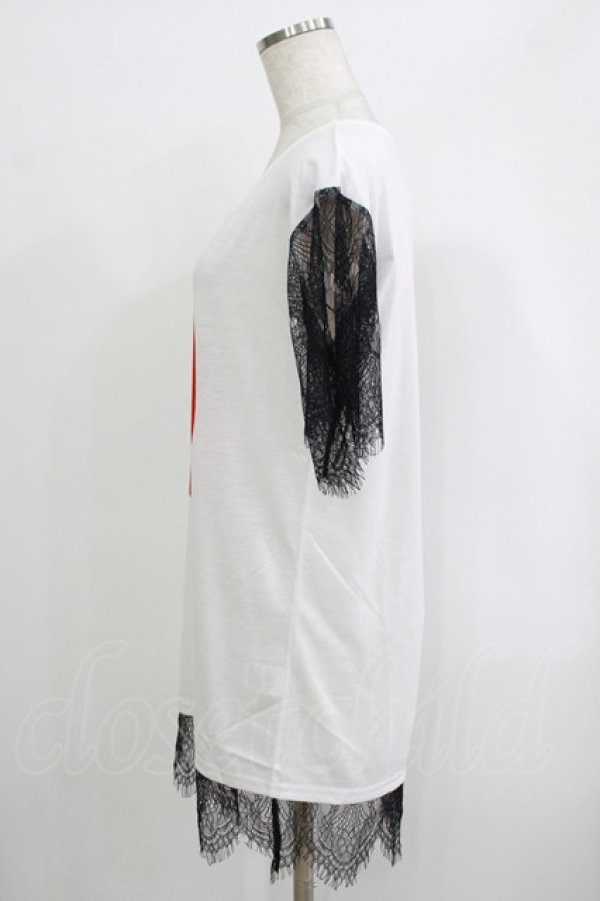 画像2: HELL CAT PUNKS / レーススリーブTシャツワンピース F 白 H-25-09-24-055-PU-OP-KB-ZT493 (2)