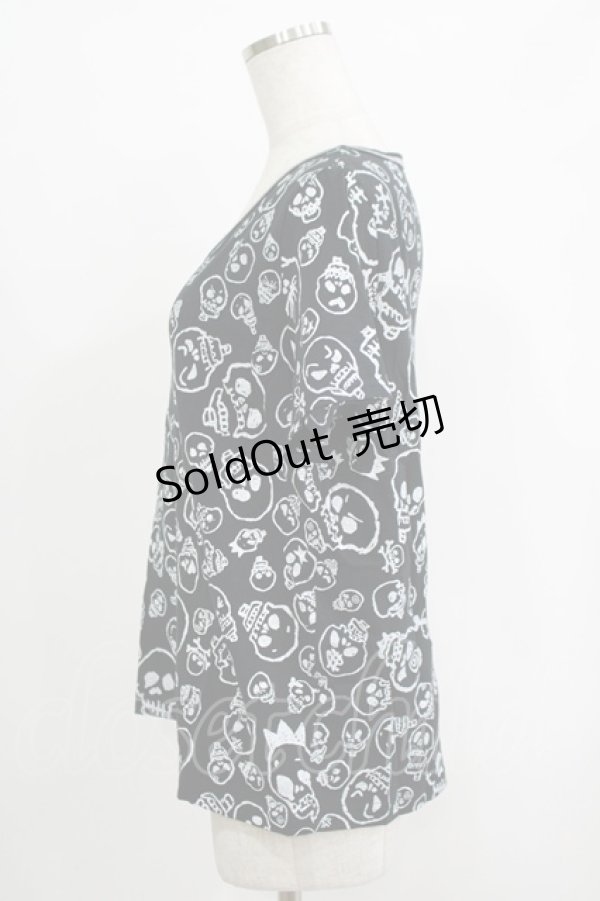 画像2: ALGONQUINS / スカルプリント半袖カットソー  黒 H-25-09-24-059-AL-TO-KB-ZT491 (2)