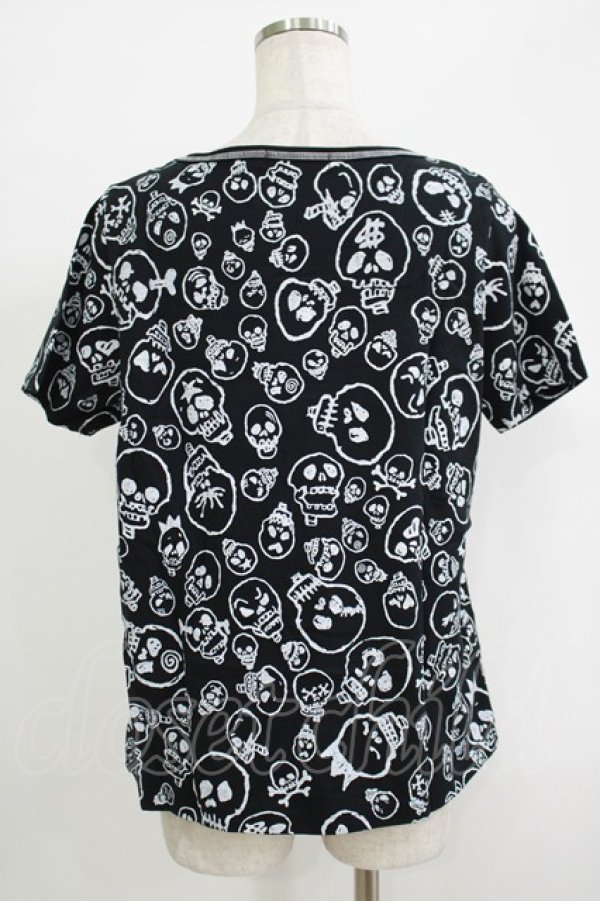 画像3: ALGONQUINS / スカルプリント半袖カットソー  黒 H-25-09-24-059-AL-TO-KB-ZT491 (3)