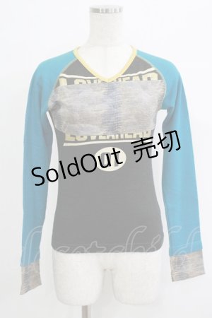 画像: ALGONQUINS / 切替ロングスリーブカットソー  黒×青 H-25-09-24-060-AL-TO-KB-ZH