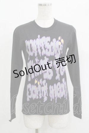 画像: ALGONQUINS / プリントロングスリーブカットソー  黒 H-25-09-24-061-AL-TO-KB-ZH