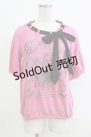 画像: ALGONQUINS / リボン通しカットソー  ピンク H-25-09-24-062-AL-TO-KB-ZH