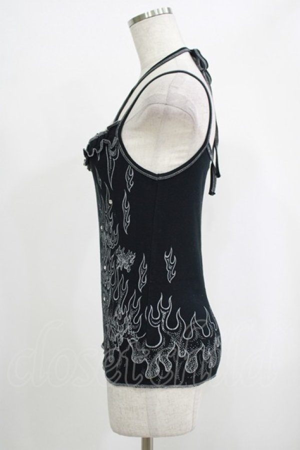 画像2: ALGONQUINS / プリントホルター付キャミソール  黒 H-25-09-24-067-AL-TO-KB-ZT491 (2)