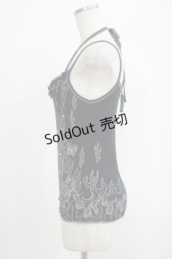 画像2: ALGONQUINS / プリントホルター付キャミソール  黒 H-25-09-24-067-AL-TO-KB-ZT491 (2)