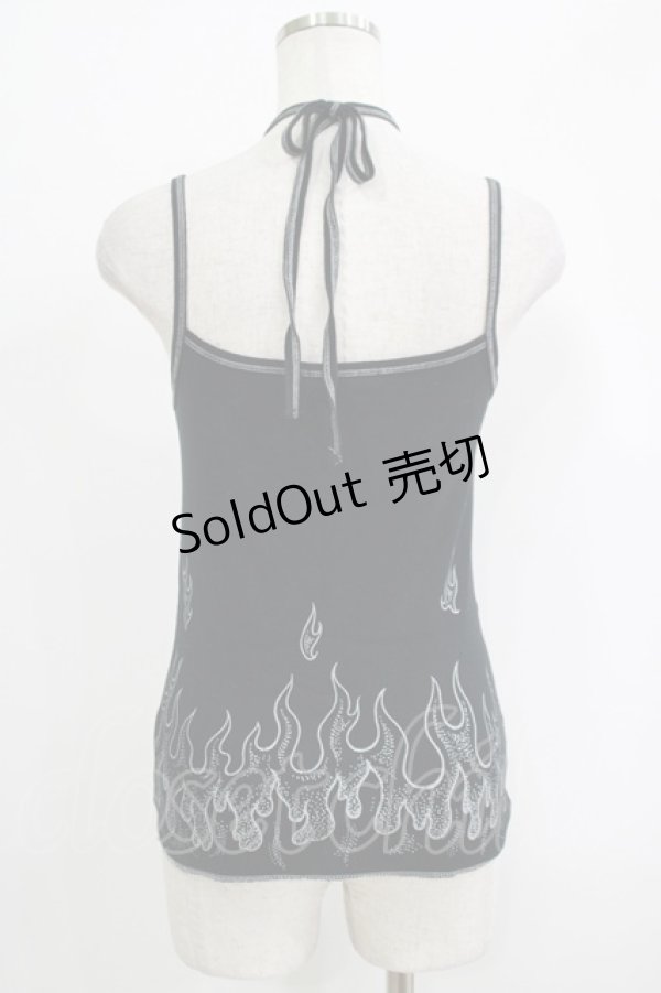 画像3: ALGONQUINS / プリントホルター付キャミソール  黒 H-25-09-24-067-AL-TO-KB-ZT491 (3)