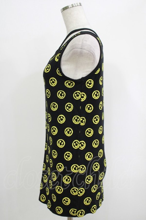 画像2: WORLD WIDE LOVE！(Rydia) / デッドスマイル総柄タンク  黒×イエロー H-25-09-24-068-PU-TO-KB-ZT491 (2)