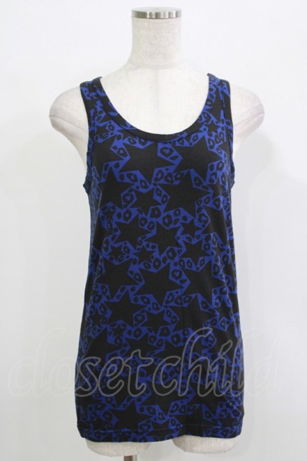 画像1: WORLD WIDE LOVE！(Rydia) / 総柄タンク  青×黒 H-25-09-24-069-PU-TO-KB-ZT491 (1)