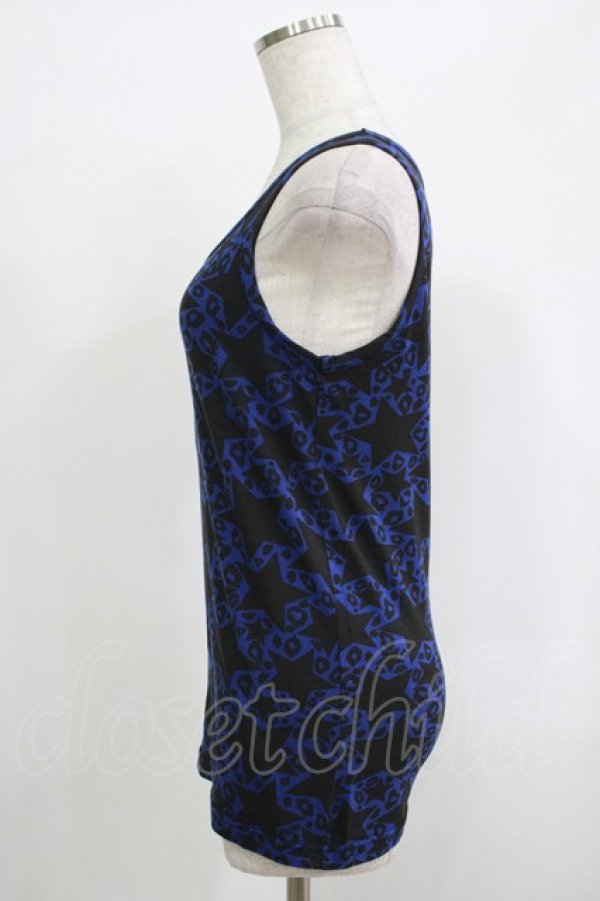 画像2: WORLD WIDE LOVE！(Rydia) / 総柄タンク  青×黒 H-25-09-24-069-PU-TO-KB-ZT491 (2)