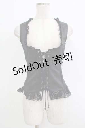 画像: Qutie Frash / 編み上げベストトップス  黒 H-25-09-24-070-QU-TO-KB-ZH