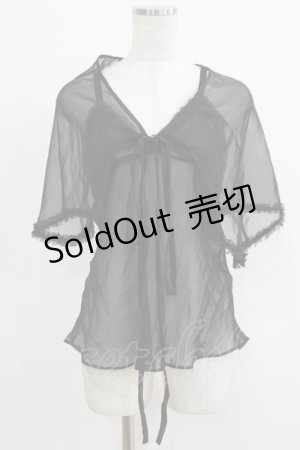 画像: ALGONQUINS / ジョーゼットキャミ＆マルチフラップケープ  黒 H-25-09-24-073-AL-TO-KB-ZT495