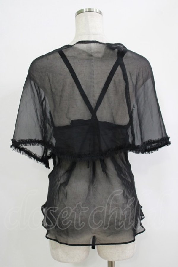 画像2: ALGONQUINS / ジョーゼットキャミ＆マルチフラップケープ  黒 H-25-09-24-073-AL-TO-KB-ZT495 (2)