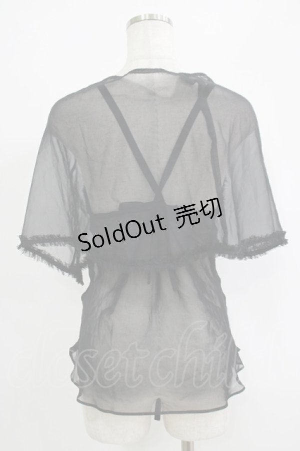 画像2: ALGONQUINS / ジョーゼットキャミ＆マルチフラップケープ  黒 H-25-09-24-073-AL-TO-KB-ZT495 (2)