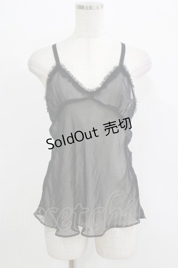 画像3: ALGONQUINS / ジョーゼットキャミ＆マルチフラップケープ  黒 H-25-09-24-073-AL-TO-KB-ZT495 (3)