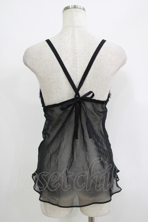 画像4: ALGONQUINS / ジョーゼットキャミ＆マルチフラップケープ  黒 H-25-09-24-073-AL-TO-KB-ZT495 (4)