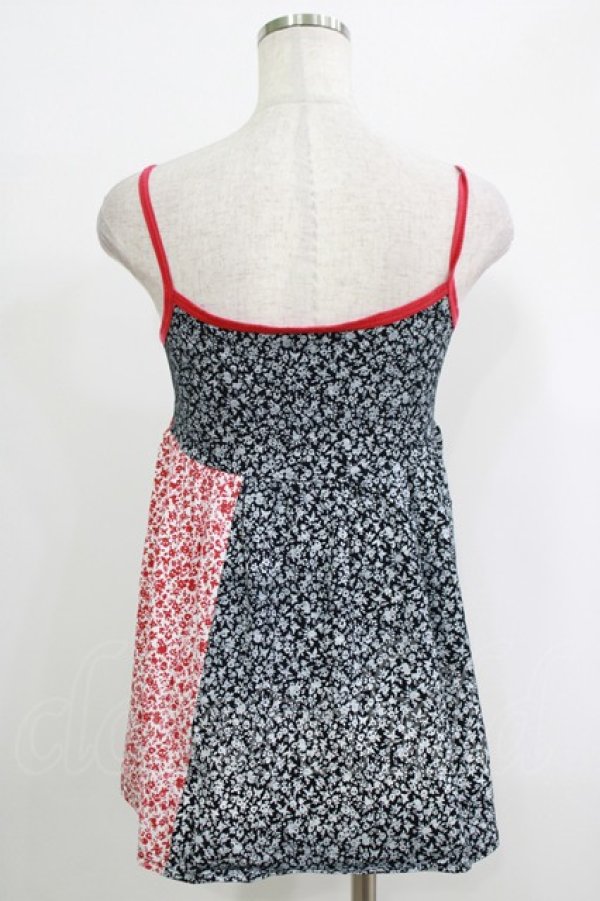 画像3: ALGONQUINS / プリント切替ベビードールキャミ  黒 H-25-09-24-074-AL-TO-KB-ZT495 (3)