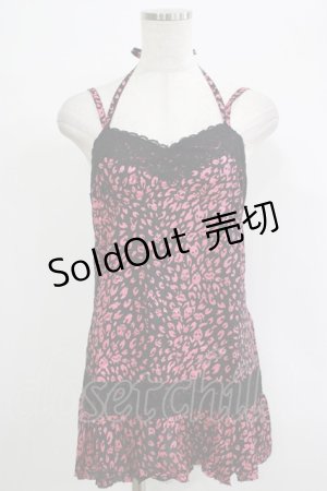 画像: ALGONQUINS / プリントベビードールキャミ  黒×ピンク H-25-09-24-075-AL-TO-KB-ZH