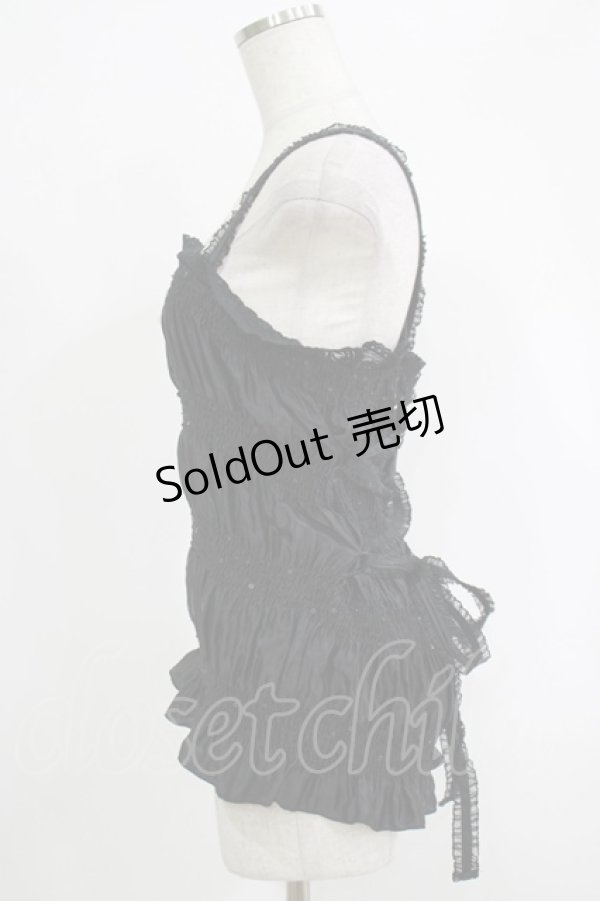 画像2: ALGONQUINS / スパンコール付シャーリングキャミ  黒 H-25-09-24-077-AL-TO-KB-ZT024 (2)