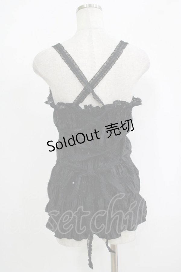 画像3: ALGONQUINS / スパンコール付シャーリングキャミ  黒 H-25-09-24-077-AL-TO-KB-ZT024 (3)