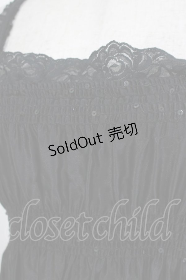 画像4: ALGONQUINS / スパンコール付シャーリングキャミ  黒 H-25-09-24-077-AL-TO-KB-ZT024 (4)