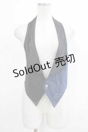 画像: ALGONQUINS / ストライプ切替ベスト  黒×青 H-25-09-24-084-AL-TO-KB-ZH