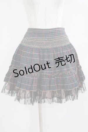 画像: ALGONQUINS / 裾チュールチェックスカート  グリーン H-25-09-24-010-AL-SK-KB-ZH