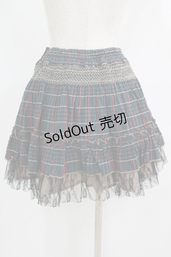 画像3: ALGONQUINS / 裾チュールチェックスカート  グリーン H-25-09-24-010-AL-SK-KB-ZH (3)