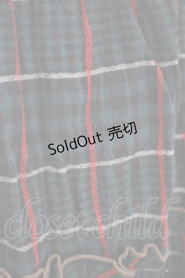 画像4: ALGONQUINS / 裾チュールチェックスカート  グリーン H-25-09-24-010-AL-SK-KB-ZH (4)