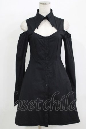 画像: KILL STAR / 肩あきシャツワンピース XS 黒 H-25-09-24-012-SL-OP-KB-ZH