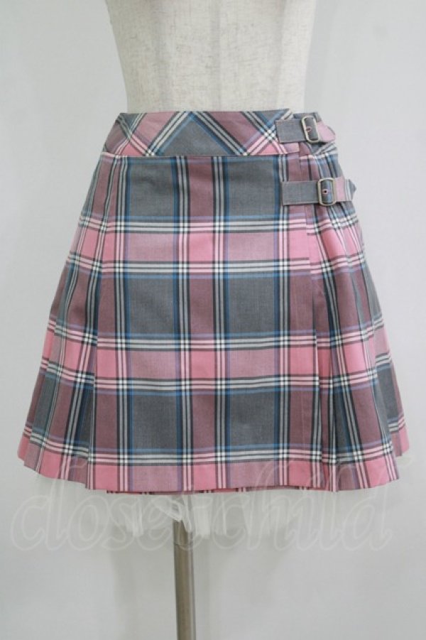 画像1: Jane Marple / チェックラップスカート  ピンク H-25-09-24-014-JM-SK-KB-ZH (1)