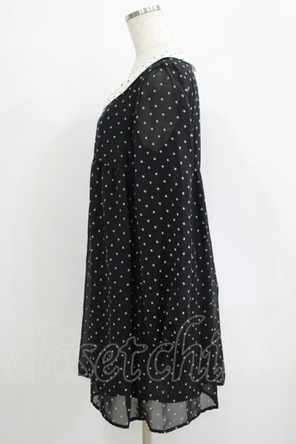 画像2: WORLD WIDE LOVE！(Rydia) / 配色スターワンピース  黒×白 H-25-09-24-017-PU-OP-KB-ZH (2)