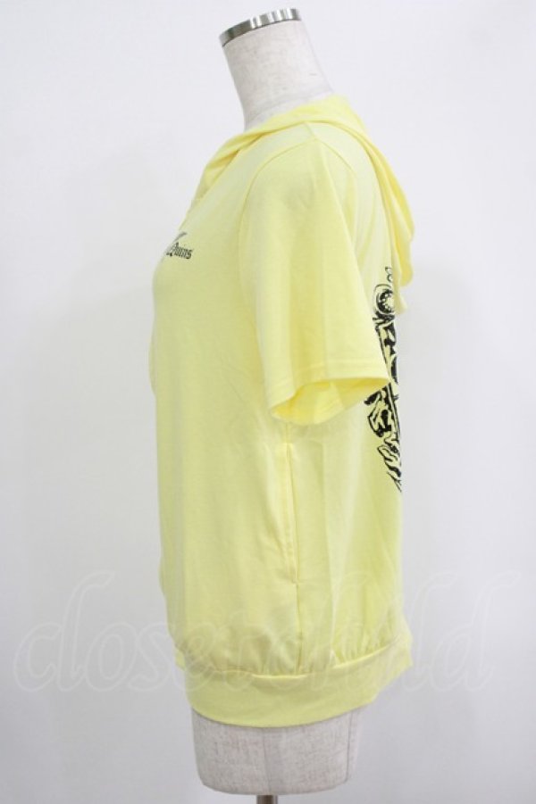 画像2: ALGONQUINS / プリント半袖ZIPパーカー  イエロー H-25-09-24-022-AL-TO-KB-ZT493 (2)