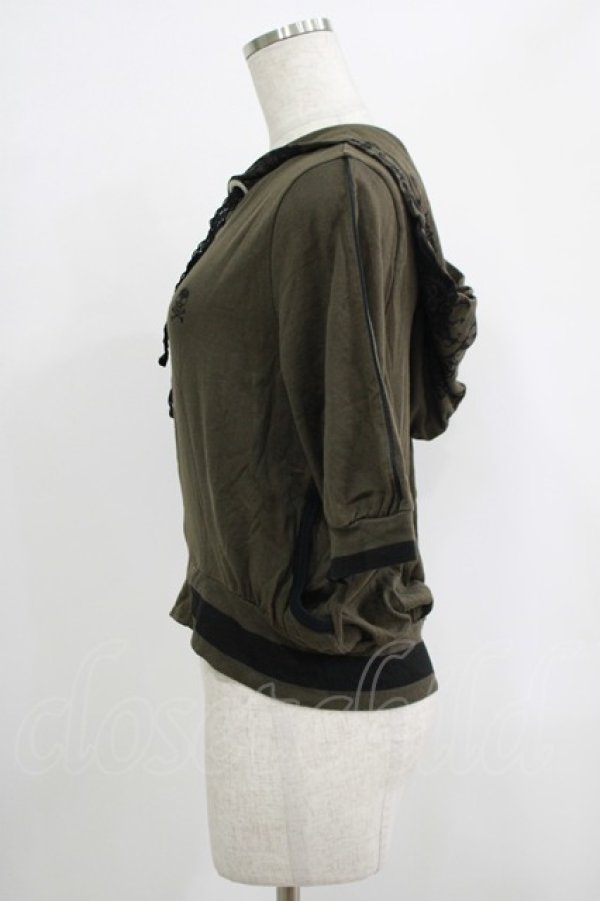 画像2: ALGONQUINS / プリント半袖ZIPパーカー  カーキ H-25-09-24-024-AL-TO-KB-ZT490 (2)