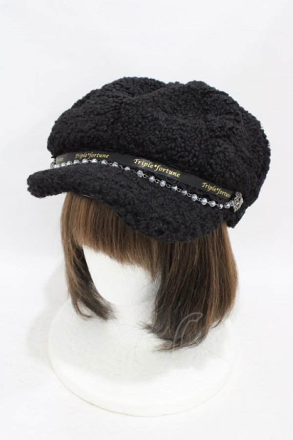 画像1: Triple fortune / プードルファー帽子  黒 H-25-09-25-1001-EL-AC-KB-ZH (1)