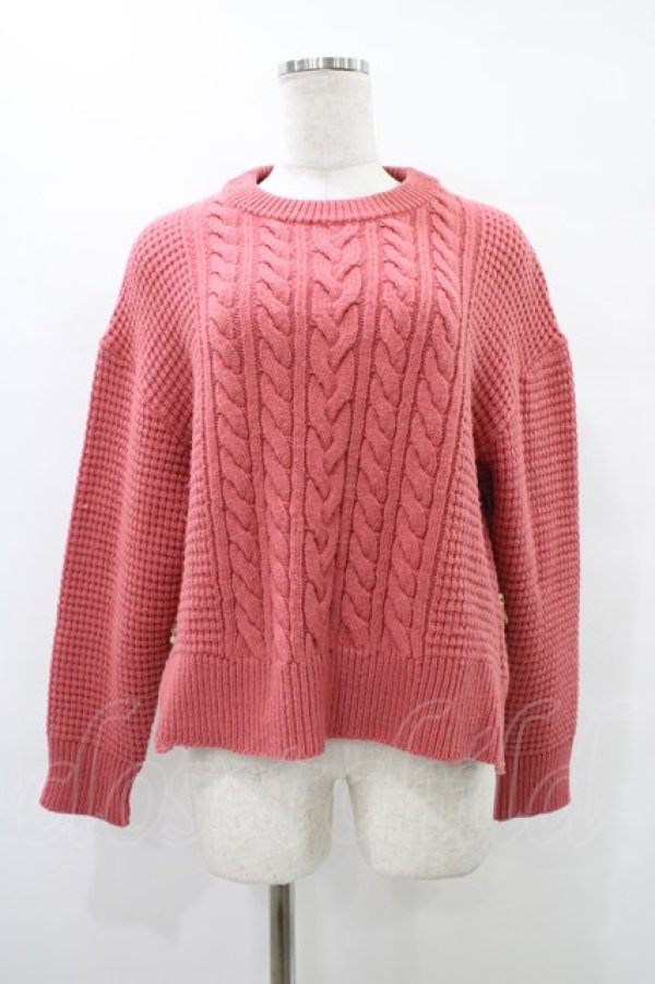 画像1: Jane Marple Dans Le Salon / バルキーヤーンのアランニット  ピンク H-25-09-25-1046-JM-TO-KB-ZH (1)