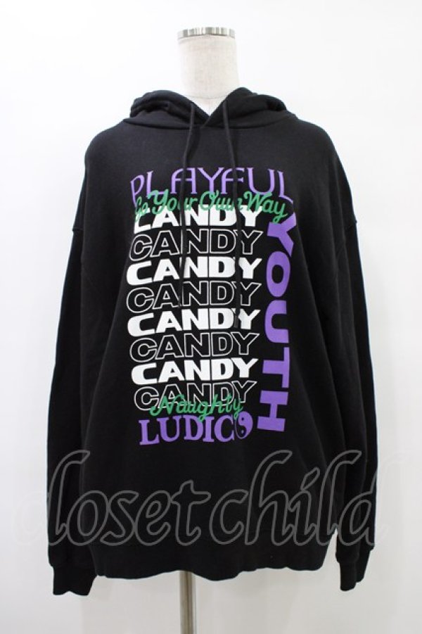 画像1: Candy Stripper / PLAYFUL SWEAT HOODIE  ブラック H-25-09-25-1050-PU-TO-KB-ZH (1)