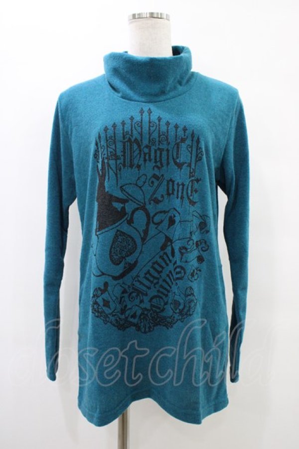 画像1: ALGONQUINS / プリントハイネックカットソー F エメラルド H-25-09-25-1053-AL-TO-KB-ZH (1)