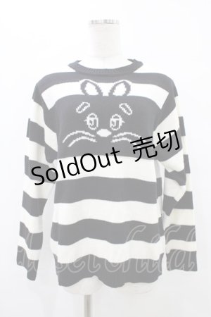 画像: Candy Stripper / HIDE BUNNY BORDER KNIT  ホワイト×ブラック H-25-09-25-1054-PU-TO-KB-ZH