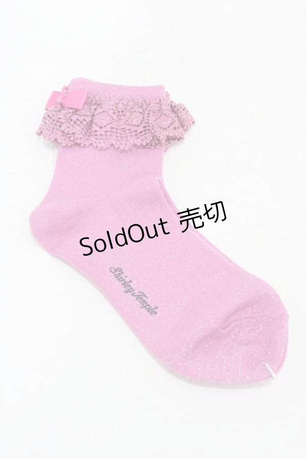 画像1: Shirley Temple / レースラメソックス 22〜24cm ピンク H-25-09-25-1007-ET-ZA-KB-ZH (1)