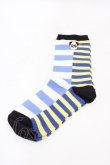 画像1: Candy Stripper / PEPE BORDER SOCKS  BLUE×YELLOW H-25-09-25-1008-PU-ZA-KB-ZH (1)