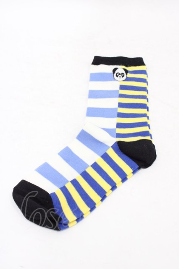 画像1: Candy Stripper / PEPE BORDER SOCKS  BLUE×YELLOW H-25-09-25-1008-PU-ZA-KB-ZH (1)