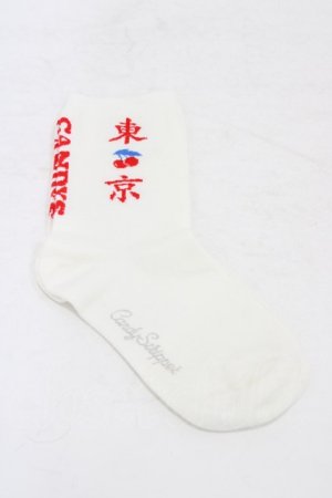画像: Candy Stripper / CND TOKYO SOCKS  白 H-25-09-25-1011-PU-ZA-KB-ZH