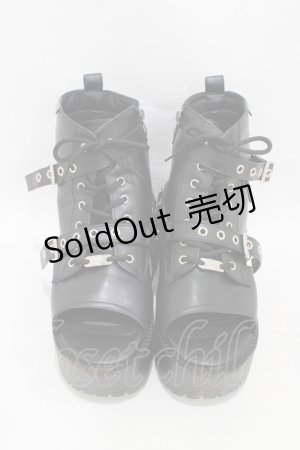 画像: YOSUKE / チェーンベルトブーツサンダル 27cm ブラック H-25-09-25-1002-PU-SH-KB-ZT1030J