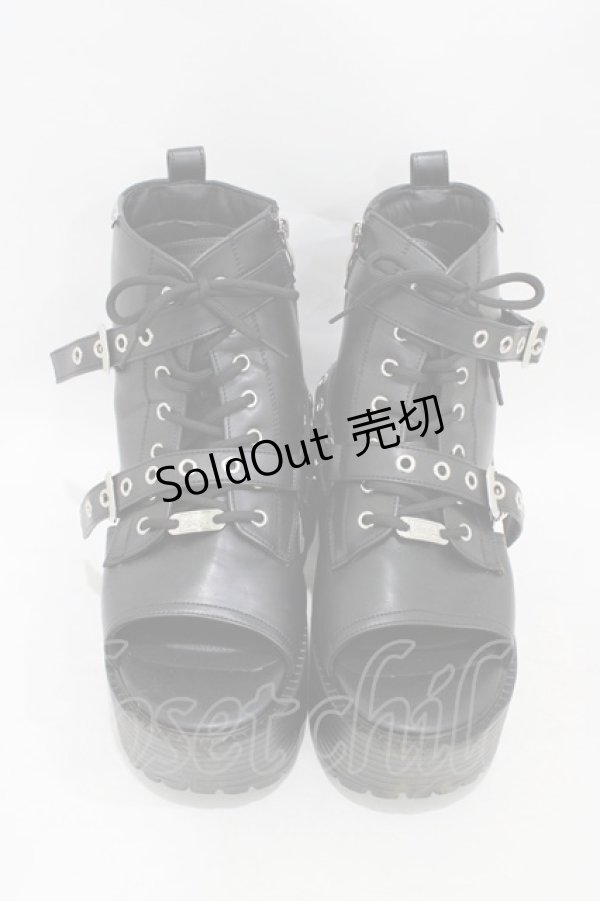 画像1: YOSUKE / チェーンベルトブーツサンダル 27cm ブラック H-25-09-25-1002-PU-SH-KB-ZT1030J (1)