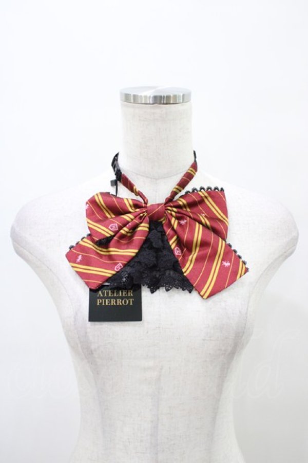 画像1: ATELIER PIERROT / ハリー・ポッター レースフリルリボンタイ  グリフィンドール（レッド） H-25-09-25-1014-EL-ZA-KB-ZH (1)