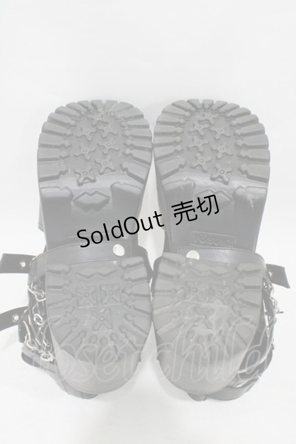 画像3: YOSUKE / チェーンベルトブーツサンダル 27cm ブラック H-25-09-25-1002-PU-SH-KB-ZT1030J (3)