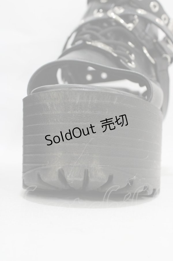 画像4: YOSUKE / チェーンベルトブーツサンダル 27cm ブラック H-25-09-25-1002-PU-SH-KB-ZT1030J (4)