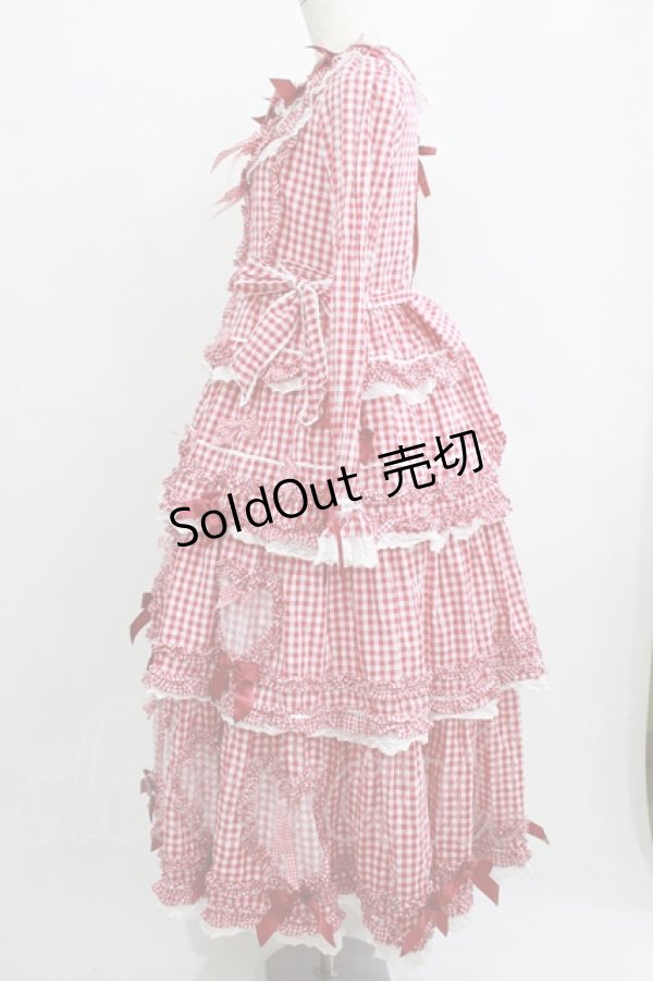 画像2: BABY,THE STARS SHINE BRIGHT / Sweet Gingham Dollロングワンピース Free エンジ H-25-09-26-005-BA-OP-NS-ZH (2)